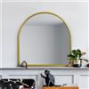 MirrorOutlet The Arcus - Specchio da parete con cornice dorata moderna a tutta lunghezza arcuata/99 x 99 cm (100 cm x 100 cm) in vetro a specchio argento con retro nero per tutte le stagioni.