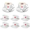 ILLY 6 Tazzine Caffe' Illy In Porcellana e 2 tazze illy cappuccino con piattino