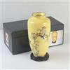 Vaso di fiori giapponese vintage cloisonne smalto giallo design fiore e uccel...