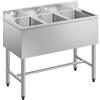 VEVOR Lavello da Cucina Commerciale in Acciaio Inox con 3 Lavandini Lavello Autoportante in Acciaio Inox 304 Lavandino Singolo 254x356x254 mm per Bar, Ristorante, Hotel, Cucina Commerciale