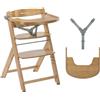 Bebeconfort Timba 2 Seggiolone Pappa Evolutivo in Legno, 6+ Mesi, Fino a 110 kg, Sedia Evolutiva Ergonomica, Regolabile in Altezza, Vassoio Amovibile, Facile da Montare e Pulire, Natural Wood