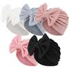AQOKKA Cappelli per neonata Ragazza con Fiocco in Cotone per Bambini, Cappello da Ospedale per Bambina, 5 Cappelli con Fiocco, Motivo Grano, 3-12 Mesi, 3-12 Mesi