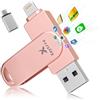 Xaytrre Chiavetta USB per iPhone 512gb Apple MFi-zertifizierter,Xaytrre Memoria Esterna Lightning,Pen Drive USB C 3.0,3 in 1 Pennetta Backup per iPhone/Smartphone/iPad/Android/PC,(Rosa)