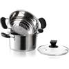 ZENFUN Pentola a vapore in acciaio inox da 1,8 litri con cestello, pentola con coperchio in vetro, mini pentola a vapore con manico, pentola a vapore in metallo per verdure, stufati, pasta, salse, uso
