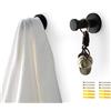 WJUAN 2 Pezzi Ganci da Parete Rotondi Neri, Gancio da Parete in Acciaio Inox 53 mm Adatto per L'installazione in Cucina, Bagno, Studio e Camera da Letto Principale per Appendere Oggetti