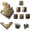 WJUAN 12 Pezzi Angolo della Scatola della Decorazione del Mobile della Scatola di Legno di Design Antico e 6 Pezzi Cerniera Vintage, Viene Fornito con un Sacco di Chiodi e Viti in Bronzo