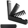 Sztqqing Pettine pieghevole 3 in 1 per uomo, pettine portatile per capelli e barba con denti sottili e denti per la cura della barba e lo styling dei capelli, compatto e adatto ai viaggi (nero)