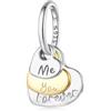 Kerraom Charm Cuori Argento 925 Ciondolo a Cuore, Charms Love Sterling Silver per Bracciali e Collana Donna, Gioielleria Regalo Mamma o Figlia - Amore, Famiglia, Compleanno
