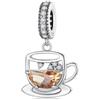 Kerraom Charm Ciondolo Argento 925 a Forma Tazza da Caffè Mini - Pendenti Charms Zirconi per Bracciali e Collane, Regalo Donna per Compleanno Gioielli