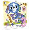 Janod - Adesivi Rotondi dai 3 Anni - 5 Fogli di Adesivi Rotondi + 4 Quadri - Kit per attività Creative per Bambini - Apprendimento della motricità fine e della concentrazione - 3 Anni