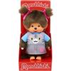 BANDAI - Monchhichi - Peluche Monchhichi Salopette motivo gatto - Scimmia Iconica degli Anni '80 - Morbidissima peluche 20 cm per bambini, adulti - Giocattolo per Bambini dai 2 anni in su - SE203895