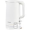 Cloer 4321 Bollitore elettrico 1,5 L, 1500 W, contenitore e coperchio in acciaio inox, spegnimento automatico, protezione dal surriscaldamento, apertura con una mano, indicatore del livello interno