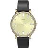 Timex Orologio da donna Trend da 34 mm, cinturino a sgancio rapido in due pezzi in pelle nera, quadrante color oro, cassa dorata TW2W84600