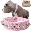 TEEMERRYCA Collari per cani regolabili in pelle con borchie, con una palla che cigolano, regalo per animali domestici di taglia piccola, media e grande come gatti, pitbulldog, bulldog, carlini, husky