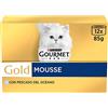 Gourmet Gold Mousse, Cibo Umido per Gatti Adulti, Mousse di Pesce dell'Oceano, 8 Confezioni da 12 lattine da 85 g (96 lattine)