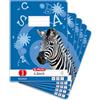 Herlitz - Quaderni formato A4, 32 pagine, a righe con sfondo colorato; certificazione FSC; confezione da 10 pezzi, motivi assortiti A4 rigatura 03, 5 pezzi, motivo: Zebra