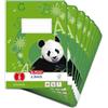 Herlitz 3320603 - Confezione da 10 quaderni a righe con 16 fogli bianchi, formato A5, grammatura 80 g/m², carta certificata FSC misto, copertina in cartoncino ultraresistente, bordi smussati, motivo con panda, colori assortiti