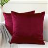 Encasa XO Set 2 pezzi di coperture ammortizzanti in VELLUTO (60x60 cm), Bordeaux- semplici, resistenti, morbide e liscie, lavabili, a grandi quadrati decorativi, cuscino federa per divano, sofa