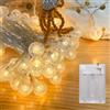 LEECOCO Catena luminosa con sfere di cristallo per interni, 5 m, 50 LED, funzionamento a batteria con batterie AA, bianco caldo, ideale per la cameretta dei bambini, Natale, feste, giardino e balcone