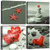 Artscope Stampe e Quadri su Tela 4 pz. Rosso e Grigio Immagine Fotografia Murale Tela Wall Art Bel Regalo per Home Decor Ristorante Cucina Regalo di Anniversario Compleanno 30x30CM