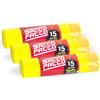 EFFENNE group - 45 Sacchi Spazzatura per raccolta differenziata 55x65, Sacchetti Plastica con Manici, Sacchetti Super Resistenti, Sacchetti Spazzatura Esterno (Giallo)