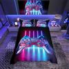Loussiesd Gamer Set di biancheria da letto per ragazzi e ragazzi,stile moderno,biancheria da letto e copripiumino in lino per bambine e ragazze,motivo sfumato con bottoni decorativi stampati.