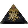 AB India Crafts Energia PiratEnergia Piramide Orgonite (240 g/8 cm), pietra preziosa di tormalina nera con simbolo Metatrons cubo | Protezione energetica fortuna armonia