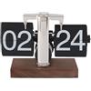 Gonetre Flip Clock Retro Meccanico Flip 24 ore Digitale Retro Flip Desk Clock Flip Desk Shelf Clock Base Legno Acciaio Inox Vintage Retro Vintage Digital Table Clock per Soggiorno,