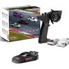 FLYCOLOR Turbo RC 1:76 Mini Sport Car 4CH 2.4GHZ Telecomando Proporzionale RTR Kit completo con 2 Shell Corpo Sostituibile (C74-Nero)