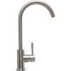 Squado Rubinetto Miscelatore Cucina Girevole 360°, Acciaio Inox Satinato Opaco, Bocca Alta per Lavello, Leva Ergonomica, Attacchi Flessibili Inclusi