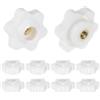 QUARKZMAN 10pz Pomelli a Stella M4 con Filettatura Femmina, Testa da 25mm, Plastica con Foro Passante, Vite in Ottone, Manopole a Compressione Filettate, Bianco