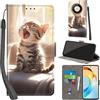 PHINIENLAND Cover per Honor Magic 6 Lite custodia portafoglio Gatto | 3 scomparti carte, 1 tasca banconote, Chiusura magnetica, Supporto, Pelle PU flip cover per Honor X50 5G / X9b