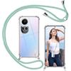 ISOI - Cover con Cordino compatibile con OPPO Reno 10 5G/Reno 10 Pro 5G, Regolabile Collana Tracolla Laccio Collo, Trasparente Custodia in Silicone TPU Morbido con Paraurti Airbag Antiurto - Verde