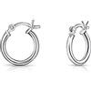 DTPsilver DTP Silver - Orecchini a Cerchio/Creola con Chiusura a Scattino - Argento 925 - Piccola Dimensione - Spessore 1.5 mm - Diametro 14 mm