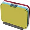 Joseph Joseph Duo Icon Set di 4 Taglieri da Cucina in Plastica con Supporto, Antiscivolo, Con Codice Colore per evitare la contaminazione, Multicolore