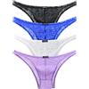 iKingsky Intimo da uomo Cheeky Slips in pizzo con mezza schiena sexy a vita bassa, Confezione da 4, S