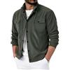 amropi Uomo Giacca Camicia in Velluto a Coste Coulisse Casual Bottoni Camicie con Tasche Nero, XXL