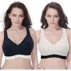 Curve Muse Donne Taglie Forti Non Imbottito Copertura Totale Spalline Imbottite Reggiseno in Cotone-Confezione da 2-Nude Print,Black-5D