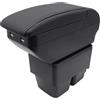 KAERGK Scatola bracciolo per Fiesta 2009-2017 scatola di immagazzinaggio console centrale con portabicchieri doppio strato bracciolo accessori nero (4 USB nero con linea nera)
