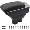 KAERGK Bracciolo Auto Compatibile con Opel Corsa E 2014-2018 | Vano Portaoggetti a Due livelli, Facile da Montare, Bracciolo Regolabile per Auto, Pelle PU, Linea Nera