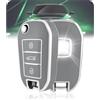LELNOOS Cover Chiave Auto, Silicone Custodia Chiave Protettiva Copri Chiavi per Peugeot 208 308 508 2008 3008 5008 SW Rifter Partner per Citroen C3 C4 C5 Cactus Picasso Aircross Berlingo, Flip