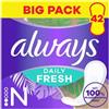 Always Daily Fresh - Salvaslip Long, 100% fibre a base vegetale, confezione da 38 pezzi, senza profumo, protezione fino a 12 ore, senza profumo