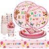 Funvalley Surperfect Set di 97 articoli per feste a tema cane, piatti, bicchieri, tovaglia e tovaglioli di carta a tema animale domestico, decorazioni per feste di compleanno per cani, stoviglie per feste a tema cuccioli