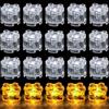 Joycabin 15 Blocchi LED Trasparenti per Costruzioni, 5 Colori, DIY (2 x 2 Rotondo (Bianco Caldo))