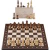 Engelhart - 170494 - Set scacchi di lusso marrone da 40 cm con coordinate - Scacchiera intarsiata in acero e cassia - Pezzi scolpiti e zavorrati - Dai 6 anni