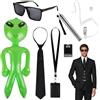Zidoley Accessori Men In Black, Tra Cui Un Alieno Gonfiabile, Una Torcia Elettrica, Occhiali Da Sole Neri, Una Cravatta, Un Portacarte, Tappi Per Le Orecchie e Articoli Per Cosplay Di Carnevale