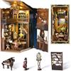 MiniCity Kit per libri fai da te, in miniatura, per casa delle bambole, in legno 3D, per libri e libri, decorazione per ragazzi e adulti (pianista con nightingale)