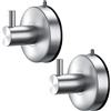 DGYB Ganci a ventosa per doccia, set di 2 ganci per asciugamani in nichel spazzolato, per bagno, in acciaio inox SUS 304, per luffa, 6,8 kg, gancio per asciugamani da bagno