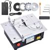 techextra Mini sega circolare da tavolo, alimentatore di rete a 7 velocità, precisione regolabile, con 4 lame, 96 W, sega circolare da tavolo, lama da 0,1 - 15 mm, regolabile in altezza e linguetta di sicurezza
