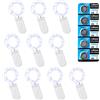 LEECOCO Catena di luci a LED con batteria, 1 m, per esterni, catena di luci con batteria piccola (5 batterie aggiuntive), (10 confezioni da 1 m, 10 LED, bianco freddo)